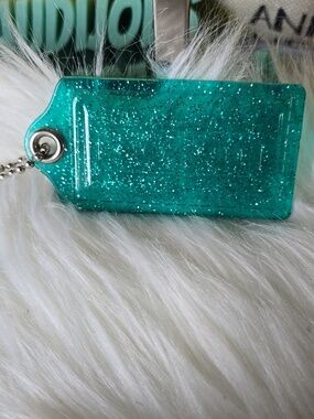 Coach POPPY Green GLITTER  hangtag  Large Sized 3.5" L